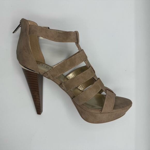 Y2K GUESS Gladiator Platform Heels Gold Detail Womens 8.5 - Picture 7 of 7